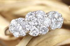 Natural Diamond Round cut Flower Halo Engagement Ring 1.42 CTW 14K White Gold