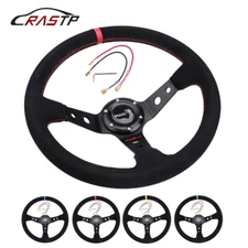 14inch 350mm Deep Dish 93mm Drifting Racing Steering Wheel Suede Leather