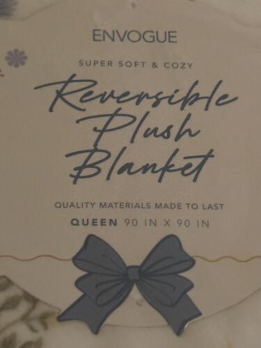 Envogue Blue Ditsy Floral Reversible Blanket QUEEN 90x90 Farmhouse Cottage NEW - Picture 3 of 7