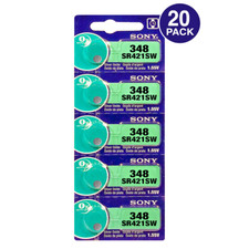 Sony 348 SR421SW 1.55V Silver Oxide 0 Hg Watch Battery 20 Count 06/2020