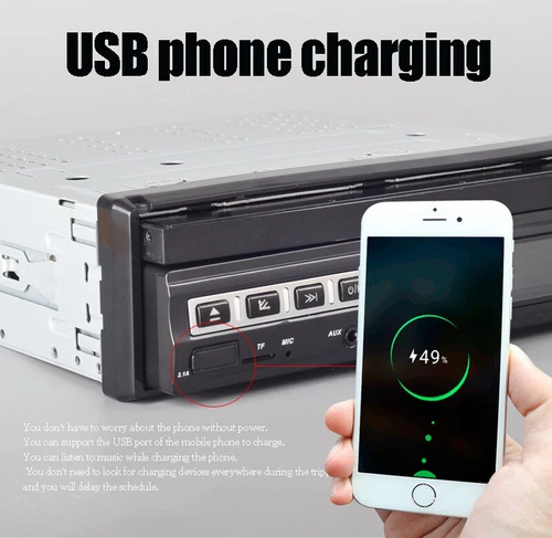 7" Single 1 DIN Flip out Touch Screen Car MP5 Stereo Radio Bluetooth Mirror Link - Picture 9 of 11