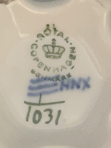 1° Ciotola di Zucchero 1112 Royal Copenhagen 1031 Crema Pizzo Flusso Blu 1112 - Foto 18 di 24