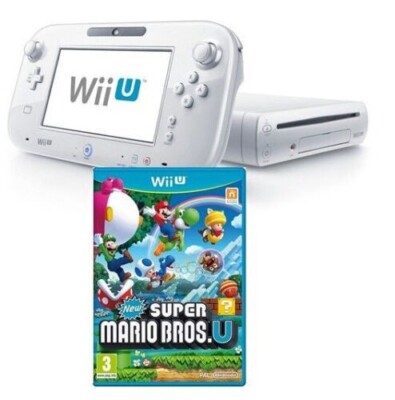 Nintendo Wii U Konsole Weiß   8GB  + New Super  Mario Bros. U + Verbindungskabel