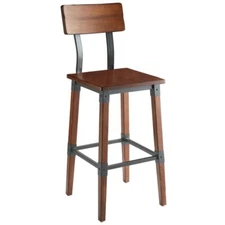 Industrial Style Rustic Antique Walnut Wood Restaurant Dining Barstool