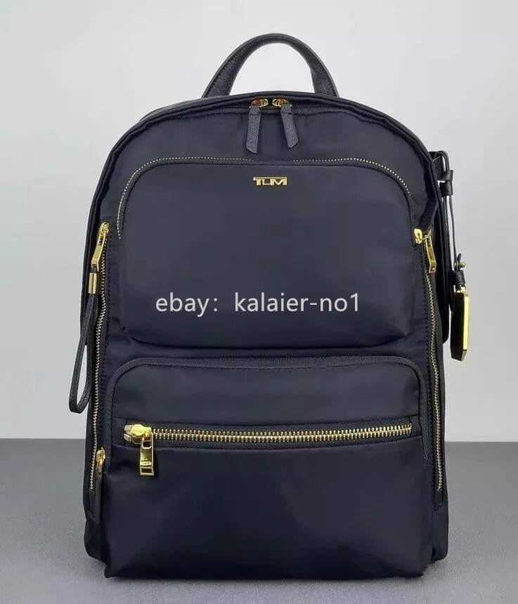 Mochila TUMI VOYAGEUR Montana Negra × Dorada Nylon Gunmetal Business Outlet Nueva