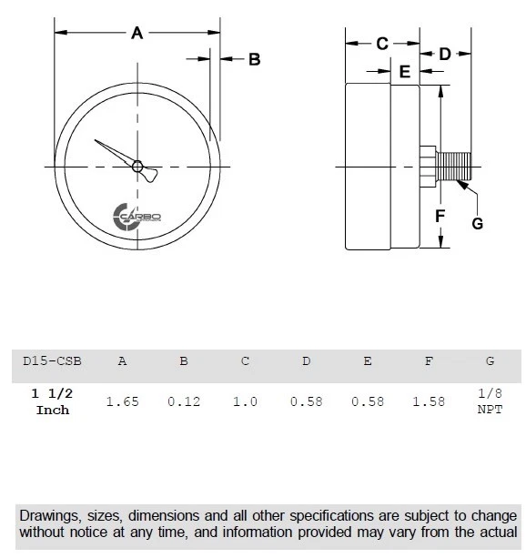 1-1/2" Pressure Gauge - Chrome Plate Steel Case, 1/8"NPT, Back Mnt. 200 PSI - Image 4 of 4
