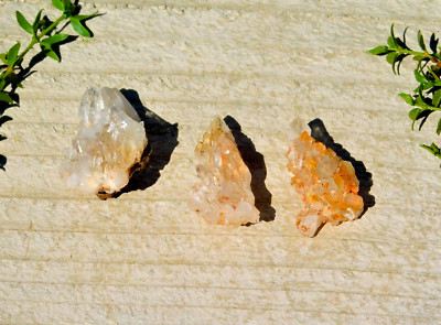 Clear Quartz Crystal Clusters Set of Three for Healing Energy Display Meditation