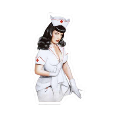Bettie Page Sexy Pinup Sticker Retro Nurse Outfit Artwork Design Vinyl Decal