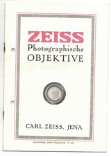 Prospekt Carl Zeiss Jena photographische Objektive 1922 !