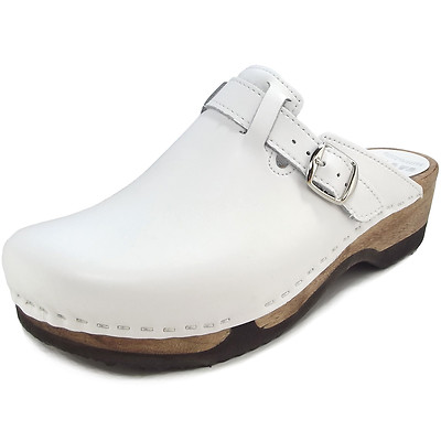 Waltl Adam Glattleder Herren Holzclogs weiß