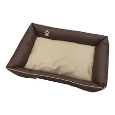 Dog Bed Dog Basket Dog Cushion Dog Sofa Lounge Area Faux Leather XXL Brown-Beige