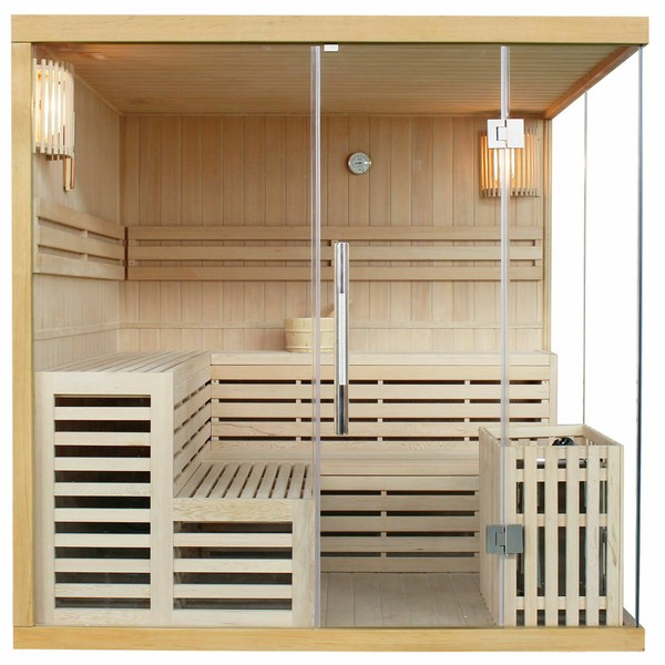 Saunakabine Sauna Ecksauna traditionell Kuusamo200 Saunaofen Artsauna