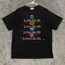 VINTAGE 40th Birthday T Shirt Mens Large Black Funny Art Single Stitch Made USA