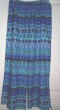 ***MANGO REEF CASUAL PANTS SIZE M BLUE PRINT LIGHTWEIGHT SILKY FEEL NWT