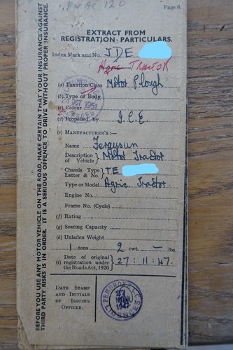 Massey Ferguson TE 1947 Old Vehicle Buff Registration Book RF60 EBay