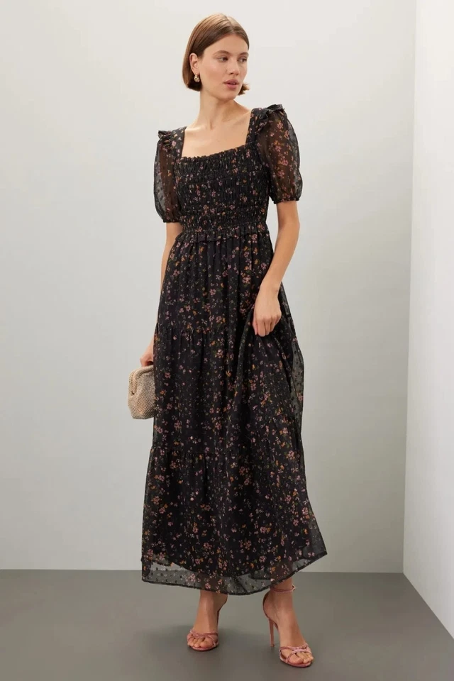 Slate & Willow Puff Sleeve Smocked Dress