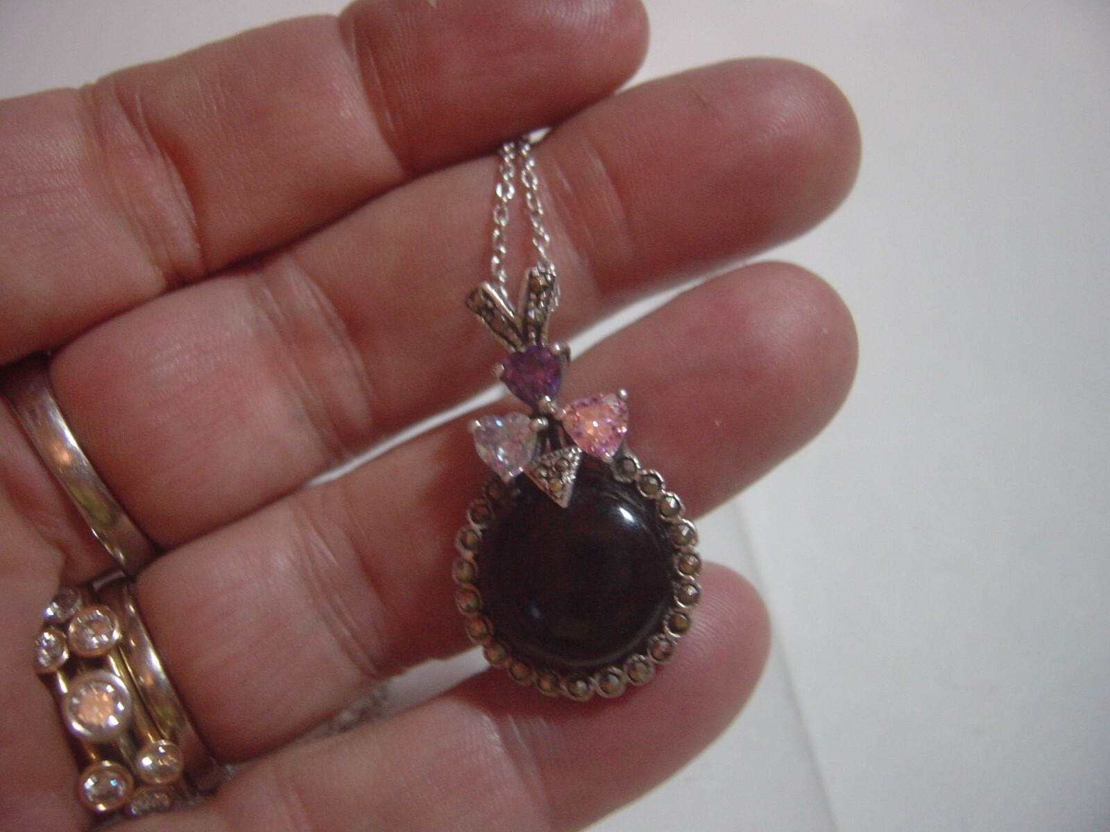 superb-Solid Silver chain & unusual genuine onyx-… - image 13