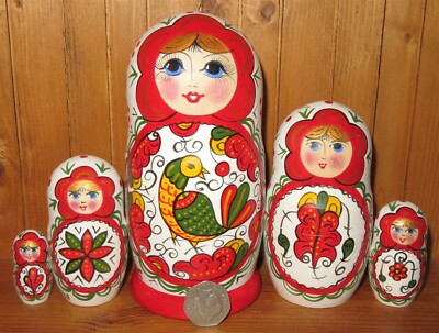 Sewerodwinsk Nord-Dwina Stil Babuschka Russisch HANDBEMALT MATT Nestchen Puppe 5