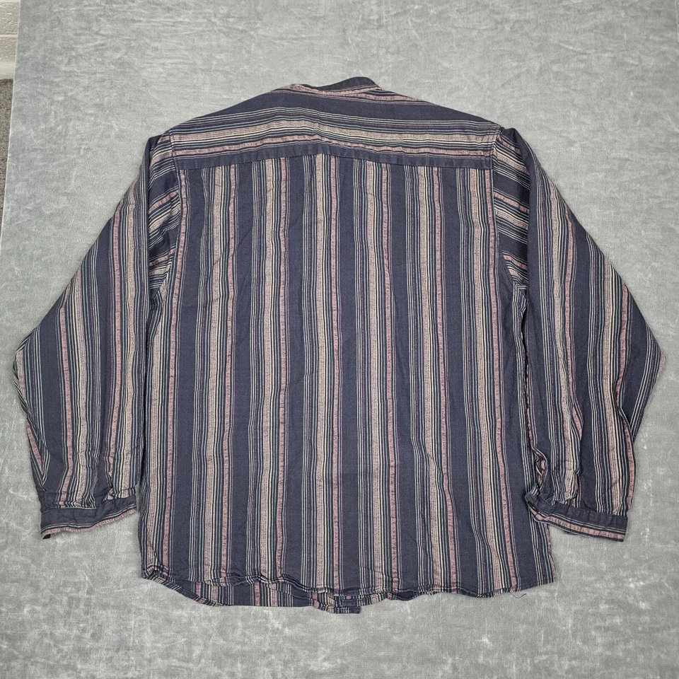 Винтажная мужская рубашка Wah Maker большая черная коричневая в полоску Frontier Western - Изображение 4 из 4