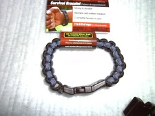 PARACORD Survival Bracelet  Military Grade Nylon  7’ Rope  Black/Gray Large