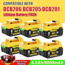 Pack For DeWalt 20V 20 Volt Max 8.0AH Lithium Ion Battery DCB180 DCB206-2 DCB201