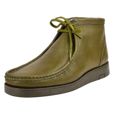 HAMARA JOE Men Genuine Leather Moc toe Lace up Boots Chukka Casual Boot