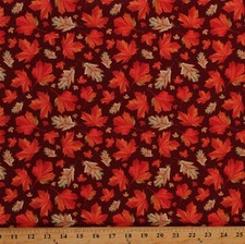 Cotton Seasonal Fall Leaves Autumn Pumpkins Fabric Print by the Yard D509.33
