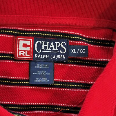 Chaps Ralph Lauren Polo Shirt Mens XL Red Blue White Striped