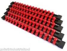 5 GOLIATH INDUSTRIAL 3/8" ABS MOUNTABLE SOCKET RAIL HOLDER ORGANIZER RED SH38BR