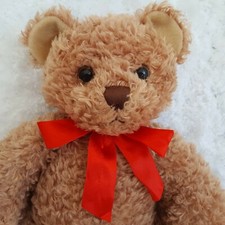 First  Main Teddy Bear TUCKER 13" Stuffed Plush Brown Red Bow 1715 Soft Cuddly