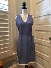 Ann Taylor Med Petite Pullover Sleeveless Dress Navy/White Check EUC