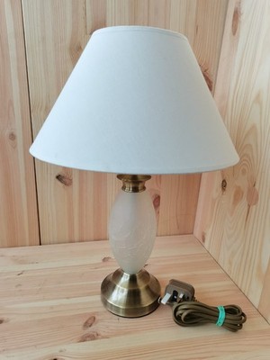 Deko Leuchte Glas Vintage Milchglas Crackle glasiert Tischlampe