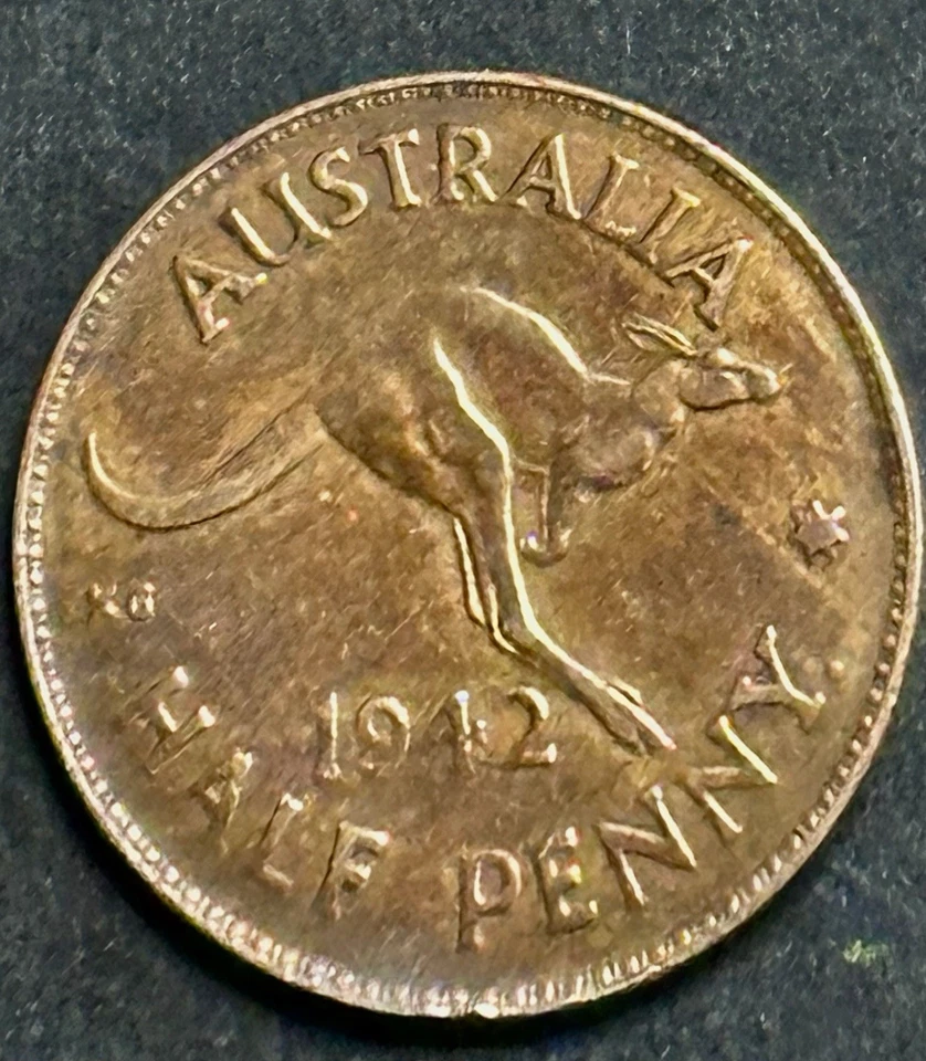 1942 AUSTRALIA 🇦🇺 1/2 Penny George VI Long Reverse Denticles 1942#172 - Image 4 of 4