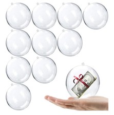 Fillable Ornament Balls 80mm 10 Pack Clear Plastic