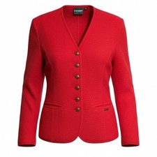Geiger Collection Jacket Women 40 Red Boiled Wool Austria US 8 10 M Gold Buttons