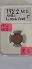 1922 NO D  LINCOLN CENT EXTREMELY RARE SLABBED FINE CONDITION