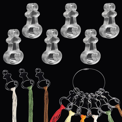 30Pcs Clear Acrylic Floss Bobbins, Embroidery Floss Thread Drops Key Shape Cross