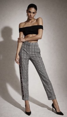 NWT flawed Byron Lars Pants Size 4 Beauty Mark Y2K Plaid Floral Racer Stripe
