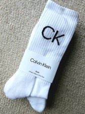 3 PAIRS CK CALVIN KLEIN Mens WHITE Cushioned Crew SPORTS Socks 6.5-11 40-46 Ck12