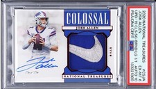 2019 National Treasures Josh Allen 2018 Rookie Game USED Nike Patch 1/1 PSA 6 10