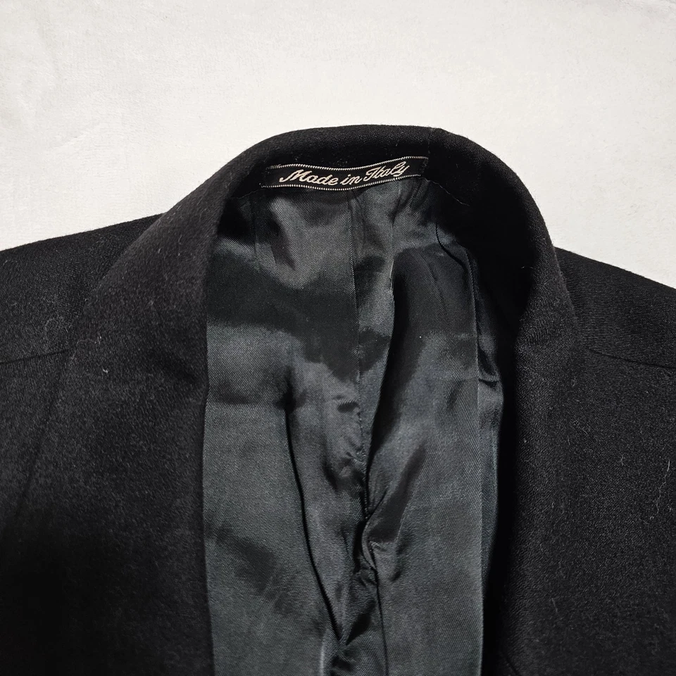 Blazer Giorgio Armani Para Hombres 44 S Doble Pecho Lana Cachemira Pico Solapa Franela Foto 3 de 4