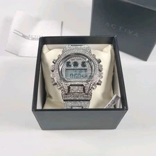 HTF Activa Soluna X Invicta Digital Men's Watch 51mm Silver & Crystals New