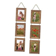 4x6 Collage Picture Frames Set of 2, Rustic Wooden Real 4x6 in Rustic Brown