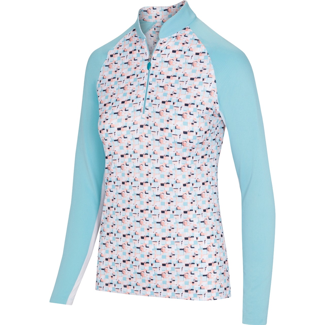 Greg Norman Prism Print 14 Zip - G2F22K487 - Oasis Blue -S 7790₽