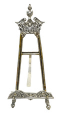 VINTAGE CAST EMBOSSED METAL EASEL TRIPOD PHOTO PICTURE DECOR DISPLAY STAND