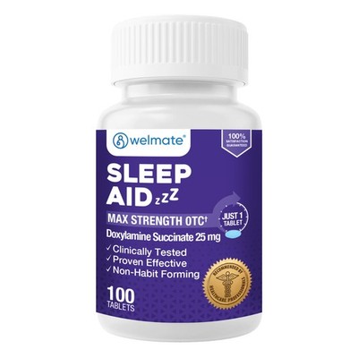 Welmate Sleep Aid |Doxylamine Succinate 25mg | 100 Count Extended-Release