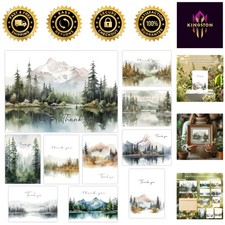 20 Hand-Painted Watercolor Thank You Cards  Self-Adhesive Envelopes