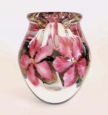 Vintage 1996 Lotton Multi-Flora Art Glass Paperweight Vase ******** No Reserve