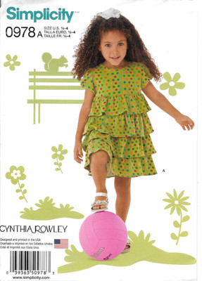 Uncut Simplicity Sewing Pattern 0978 Toddlers Dress Top Pants and Bag Size 1/2-4