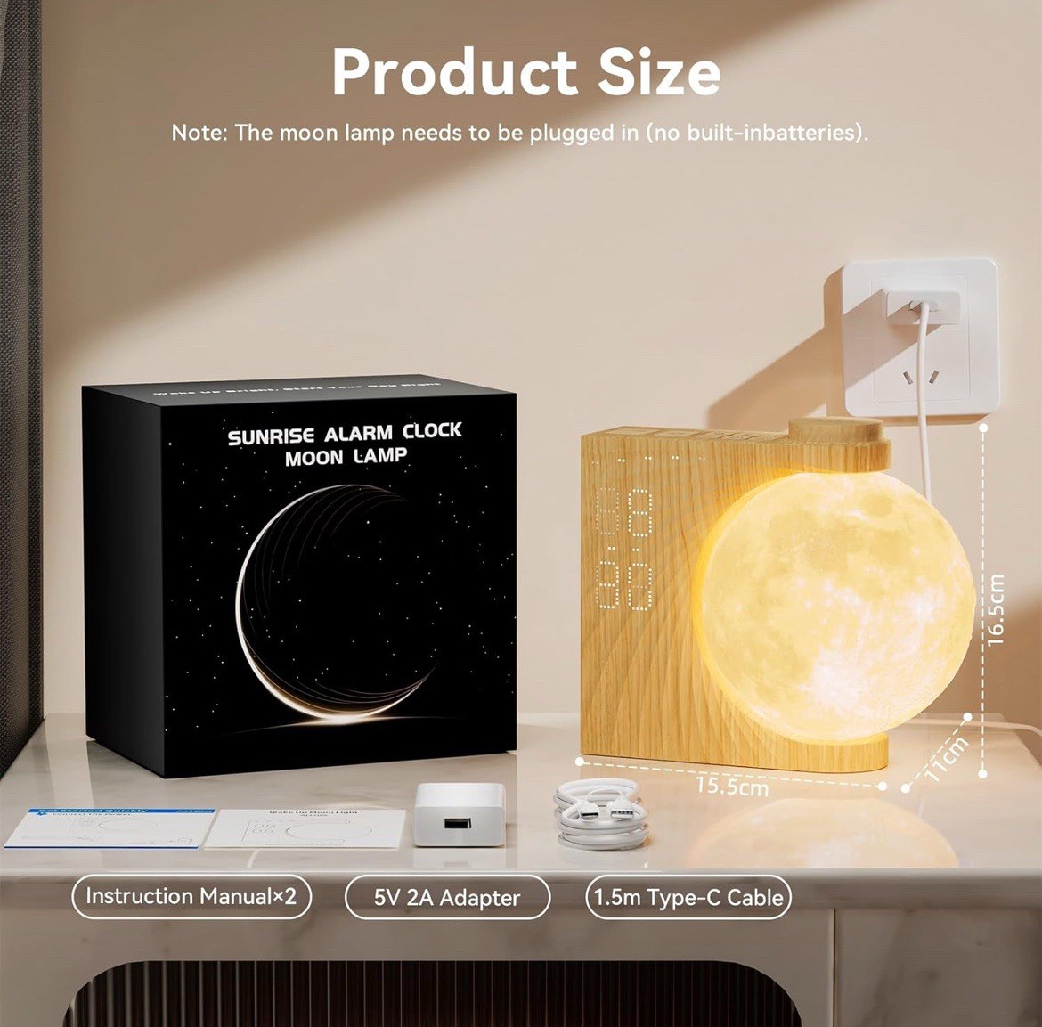 Alarm Clock Wake Up Light with Sunrise/Sunset Simulation Dual Alarms and Snooze